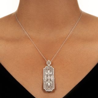Art Deco Filigree Diamond Pendant 