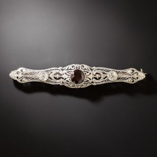 Art Deco Garnet and Diamond Bar Pin by Crane and Theurer - 2