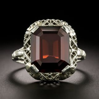 Art Deco Garnet Filigree Ring - 3