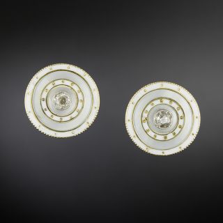 Art Deco Mother-of-Pearl, Enamel and Diamond Earrings - 2