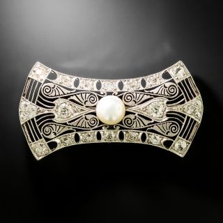 Art Deco Natural Pearl and Diamond Filigree Brooch - 3