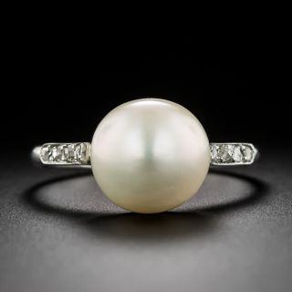 Art Deco Natural Pearl and Diamond Ring - GIA - 3