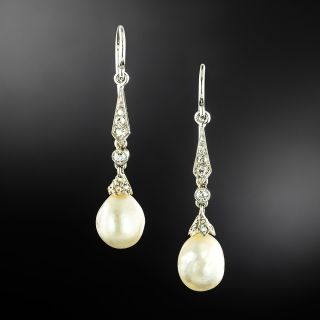 Art Deco Natural Pearl Drop Earrings - GIA - 2