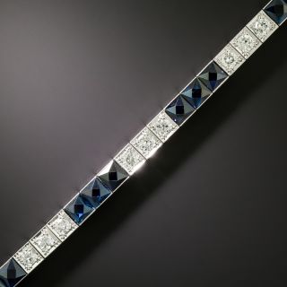 Art Deco No-Heat Sapphire And Diamond Line Bracelet by Jung & Klitz - 1