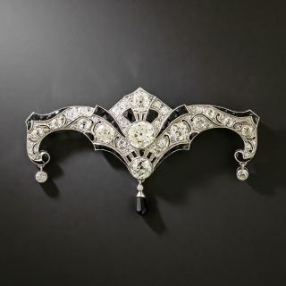 Art Deco Onyx and Diamond Brooch - 2