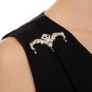 Art Deco Onyx and Diamond Brooch