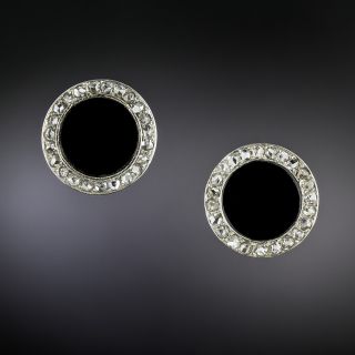 Art Deco Onyx and Diamond Earrings - 2
