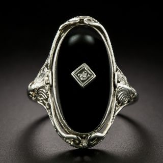 Art Deco Onyx/en Habille Cameo Flip Ring - 2