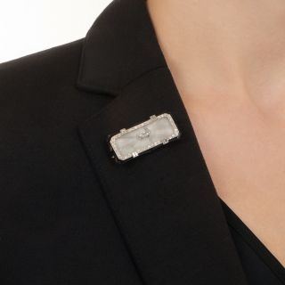 Art Deco Onyx, Rock Crystal and Diamond Brooch