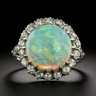 Art Deco Opal and Diamond Halo Ring - 2