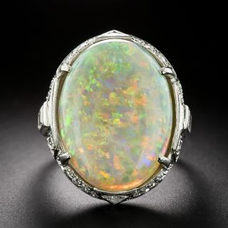 Art Deco Opal and Diamond Ring - 3