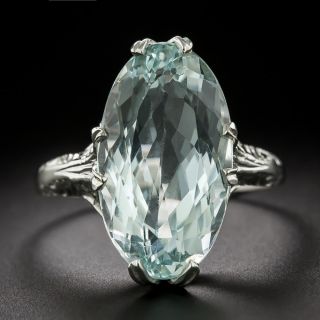 Art Deco Oval Aquamarine Ring - 2