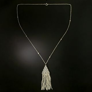 Art Deco Pearl Fringed Diamond and Sapphire* Necklace - 2