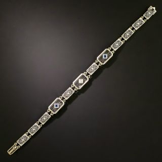 Art Deco Rock Crystal, Diamond and Sapphire Bracelet - 3