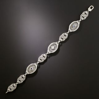 Art Deco Rock Crystal Diamond and Sapphire* Bracelet - 3