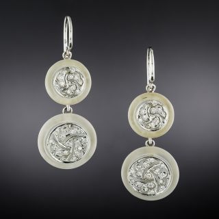 Art Deco Rock Crystal Double Dangle Earrings  - 2