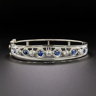 Art Deco Sapphire and Diamond Bangle Bracelet - 1