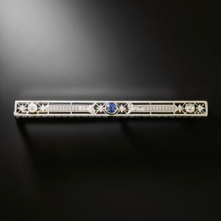 Art Deco Sapphire and Diamond Bar Brooch - 2