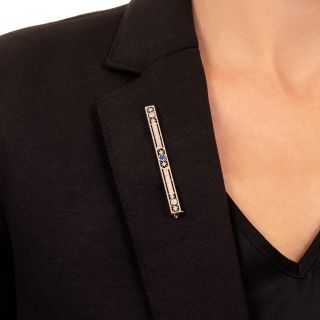 Art Deco Sapphire and Diamond Bar Brooch