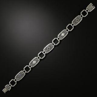 Art Deco Sapphire and Diamond Filigree Bracelet by Charles Keller - 2