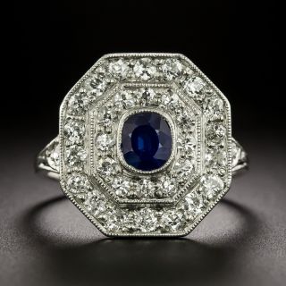 Art Deco Sapphire and Diamond Octagonal Ring - 2