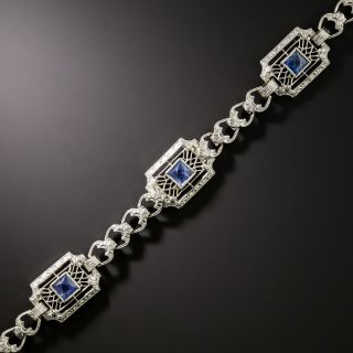 Art Deco Sapphire Filigree Bracelet by Krementz - 2
