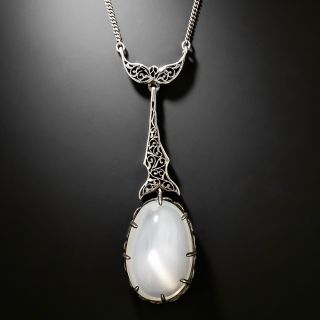 Art Deco Silver Moonstone Necklace - 4