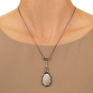 Art Deco Silver Moonstone Necklace