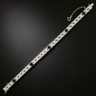 Art Deco Square Sapphire and Diamond Platinum Bracelet - 2