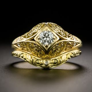 Art Deco-Style 18K Diamond Wedding Set by Van Craeynest - 4