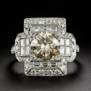 Art Deco Style 2.48 Carat Natural Light Brown Diamond Ring - GIA - 3