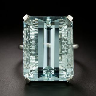 Art Deco-Style 28.51 Carat Aquamarine Diamond Ring - 2