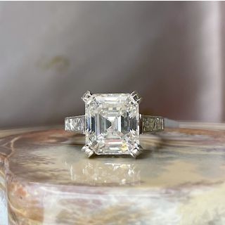 Art Deco-Style 4.90 Carat Emerald-Cut Diamond Engagement Ring - GIA I SI2