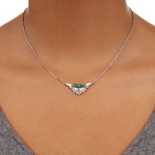 Art Deco-Style Black Opal and Baguette Diamond Necklace