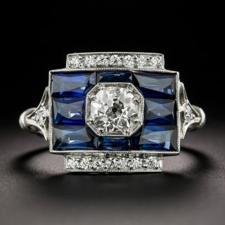 Art Deco-Style Diamond and Sapphire Ring - 3