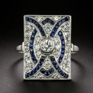 Art Deco-Style Diamond and Sapphire Ring - 2