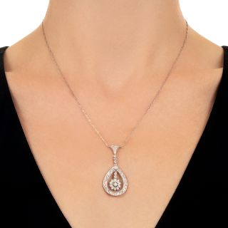 Art Deco-Style Diamond Flower Dangle Necklace