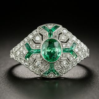 Art Deco-Style Emerald and Diamond Ring - 1