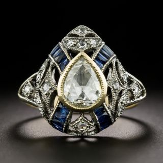 Art Deco-Style Rose-Cut Diamond and Sapphire Ring - 2