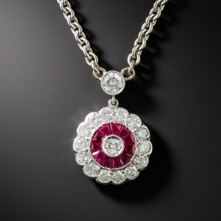 Art Deco-Style Ruby and Diamond Pendant - 2