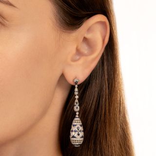Art Deco-Style Sapphire and Diamond Dangle Earrings
