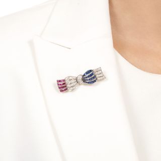 Art Deco Tiffany & Co. Patriotic Bow Brooch 