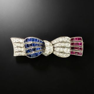 Art Deco Tiffany & Co. Patriotic Bow Brooch  - 2
