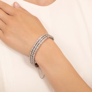 Art Deco Triple-Row Diamond and Sapphire* Bracelet