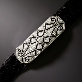 Art Deco Velvet Diamond Plaque Choker by Theodore B. Starr - 2
