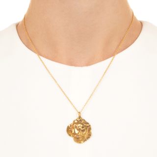 Art Nouveau 14K Femme with Lily Necklace