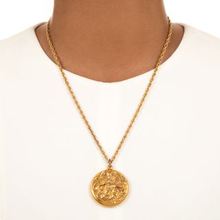 Art Nouveau 18K Diamond Flower Locket