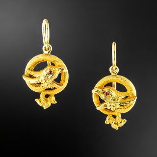 Art Nouveau 18K Griffin Earrings - 2