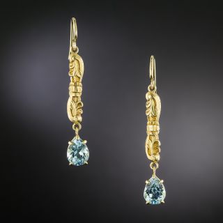 Art Nouveau Aquamarine Dangle Earrings - 2