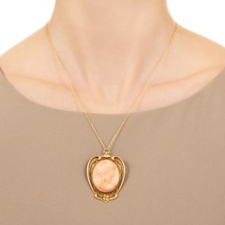 Art Nouveau Coral Cameo Pin/Pendant